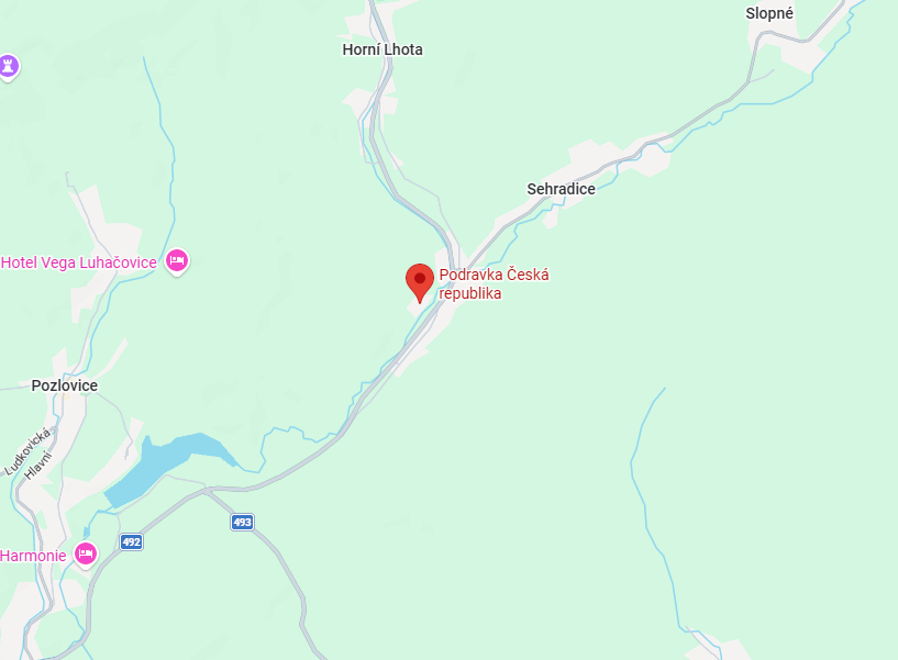Mapa okolí podnikové prodejny Podravka v Dolní Lhotě